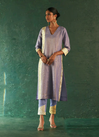 Midas lavender stripes kurta set