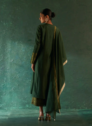 Classic deep green straight kurta set