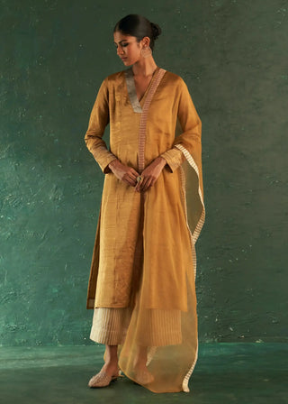 Classic gold tissue straight kurta set