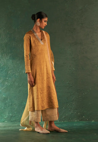 Classic gold tissue straight kurta set