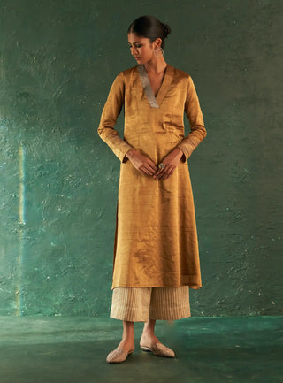 Classic gold tissue straight kurta set