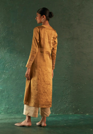 Classic gold tissue straight kurta set