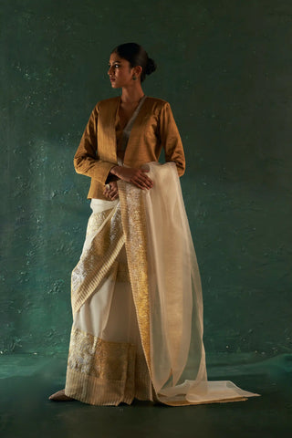 Midas ivory saree, blouse and blazer