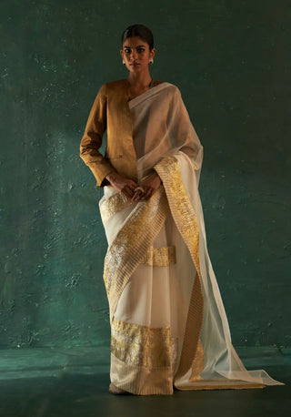 Midas ivory saree, blouse and blazer