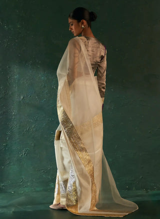 Midas ivory saree and tissue blouse