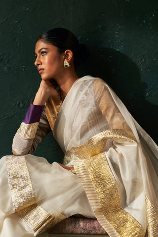 Midas ivory saree and tissue blouse