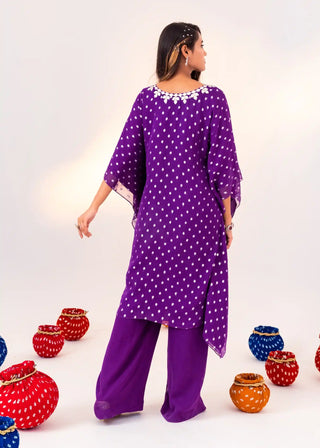 Purple print kaftan and straight pants