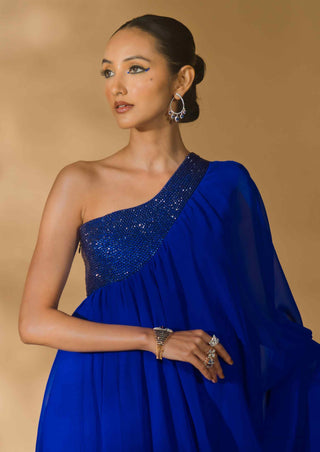 Blue rhinestone embroidered kaftan