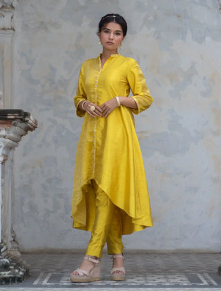 Acaica asymmetric embroidered kurta set