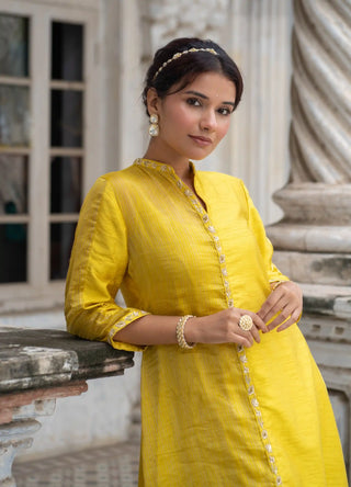 Acaica asymmetric embroidered kurta set