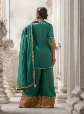 Jade green cut work sharara set