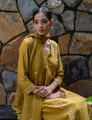 Molten gold yellow straight kurta set