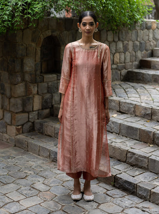 Blush pink embroidered kurta with straight pants