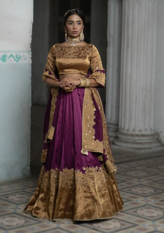 Purple cutwork embroidered lehenga set