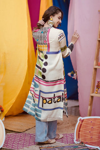 Multicolor pataka long kurta