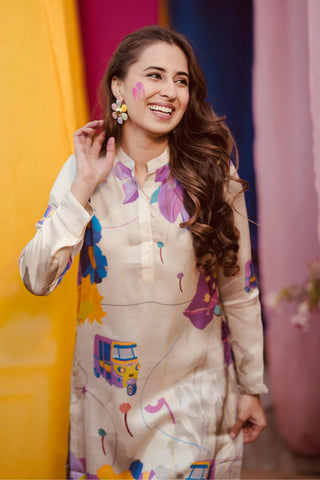 Multicolor flirty long kurta