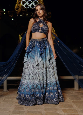 Blue ombre lehenga set