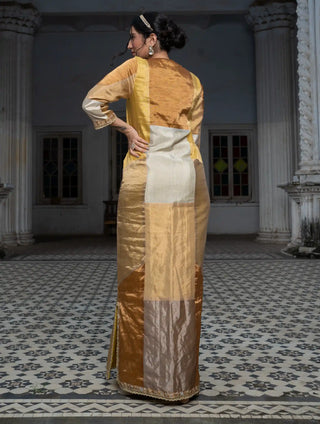 Silver gold multipanelled long dress