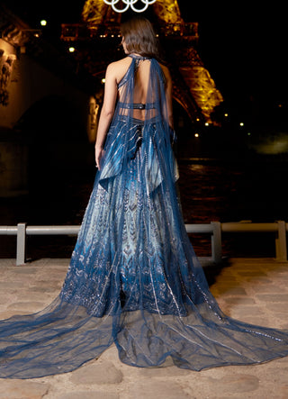 Blue ombre lehenga set