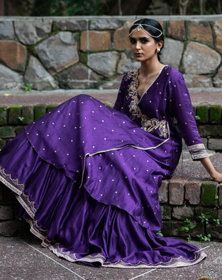 Violet embroidered angrakha set