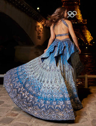 Blue ombre lehenga set