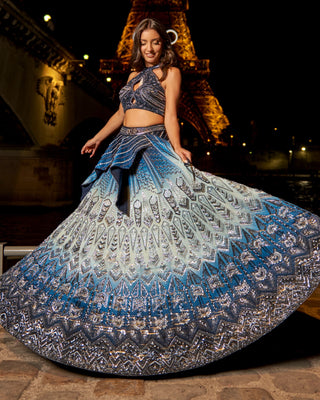 Blue ombre lehenga set