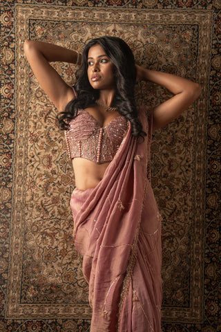 Dusty rose saree set