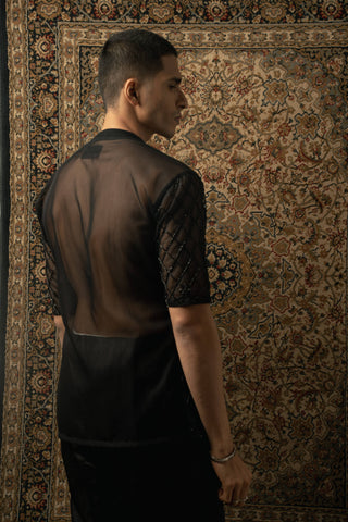 Black embroidered t-shirt and pant