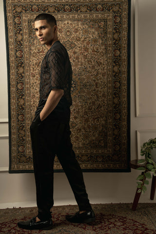 Black embroidered t-shirt and pant