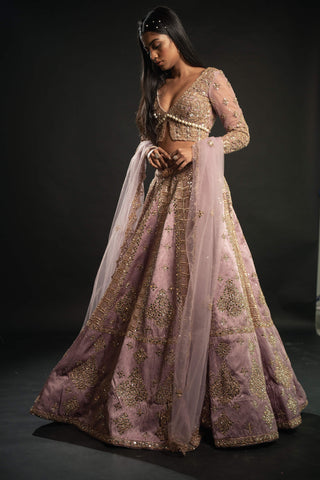 Lilac embroidered lehenga set