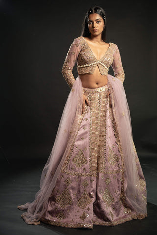 Lilac embroidered lehenga set