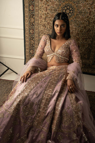 Lilac embroidered lehenga set