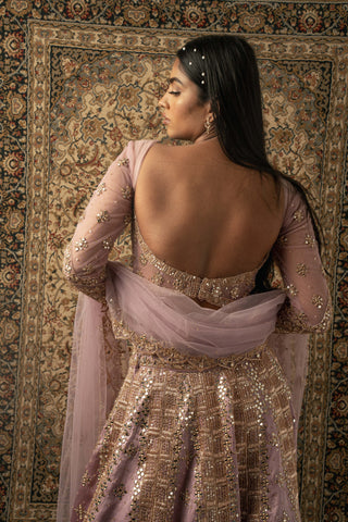 Lilac embroidered lehenga set