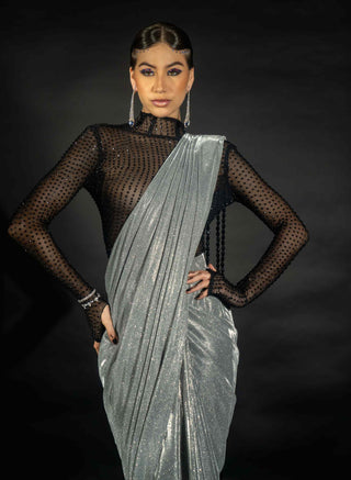 Silver shimmer saree set