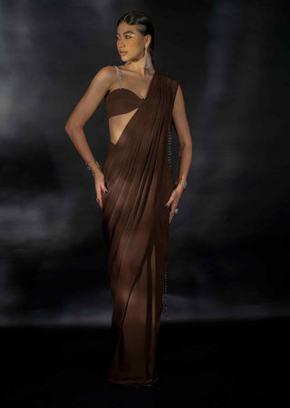 Cocoa diamond strings saree and blouse