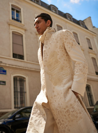 White monotone sherwani set