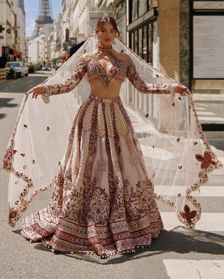 Maroon ivory lehenga set