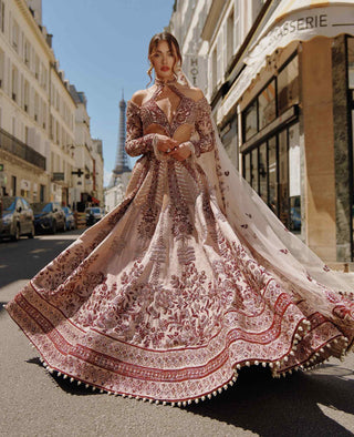 Maroon ivory lehenga set