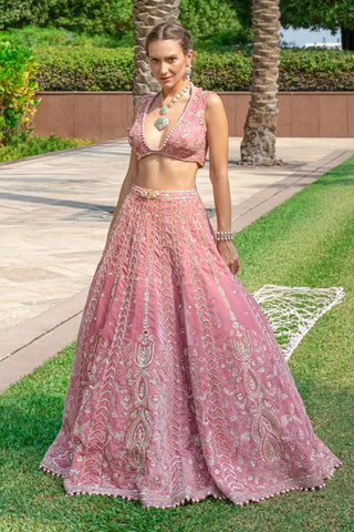 Victoria rose pink lehenga set