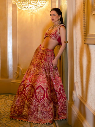 Bahaara pink punch lehenga set