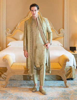 Olive oleander sherwani set