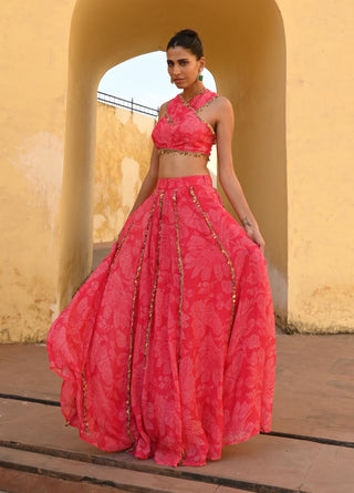 Veda rani pink lehenga set