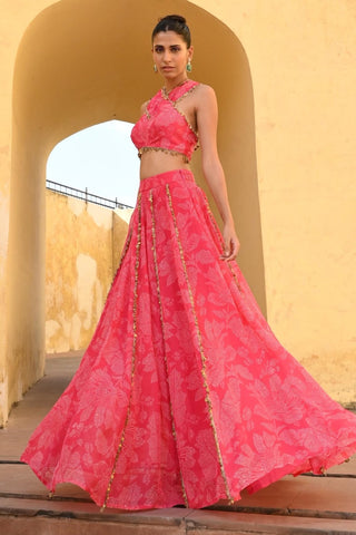 Veda rani pink lehenga set