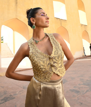 Tara gold vest and pants