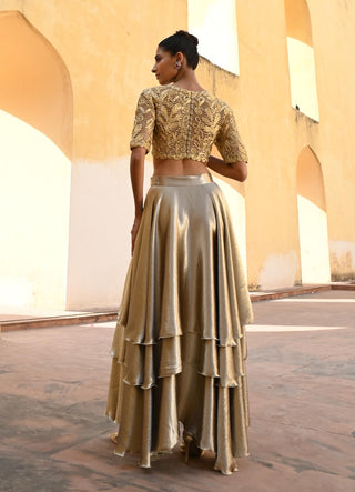 Auri embroidered blouse and tiered skirt