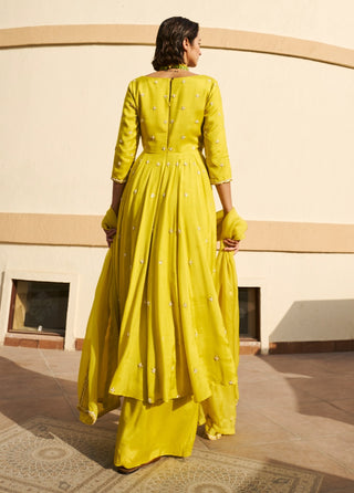 Lime kali anarkali and palazzo set