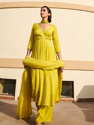 Lime kali anarkali and palazzo set