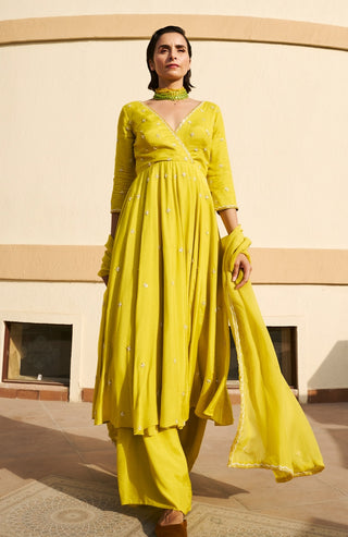 Lime kali anarkali and palazzo set