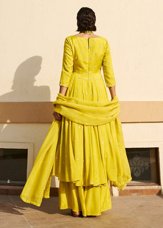 Lime kali anarkali and palazzo set