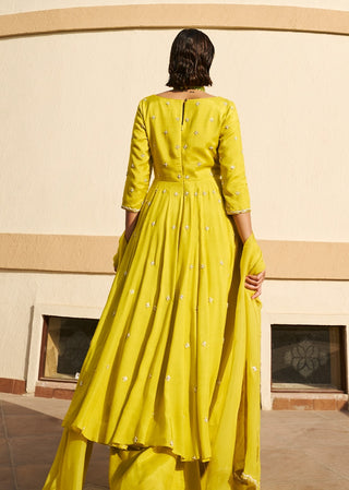 Lime kali anarkali and palazzo set